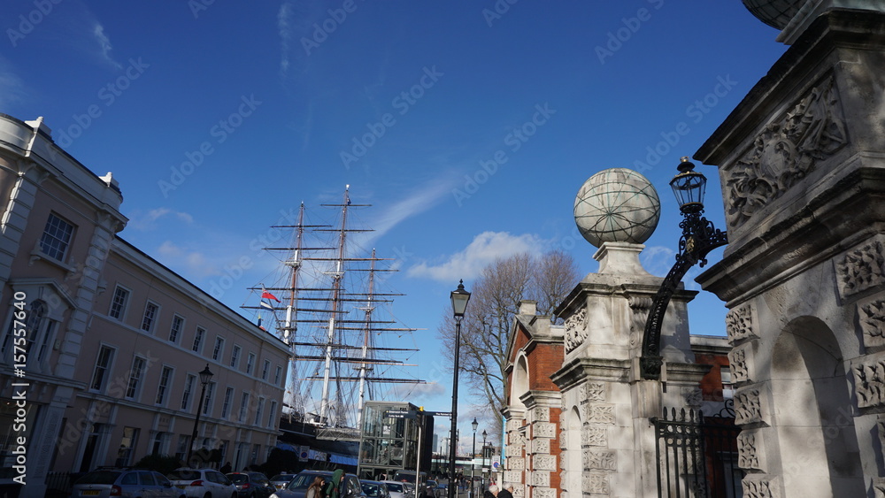 Fototapeta premium Photo of Cutty Sark British clipper, Greenwich village, London, United Kingdom
