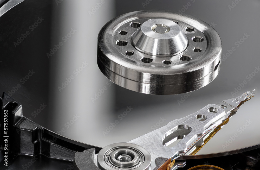 close up view of the internals of a mechanical hard drive close up view of the internals of a mechanical hard drive