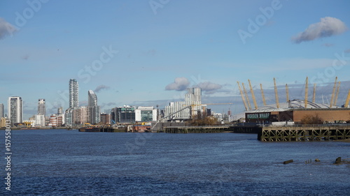 Photo of Canary Warf in isle of dogs as seen from Greenwich, London, United Kingdom © aerial-drone