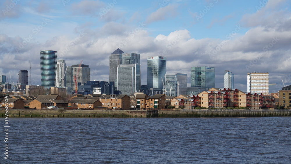 Photo of Canary Warf in isle of dogs as seen from Greenwich, London, United Kingdom