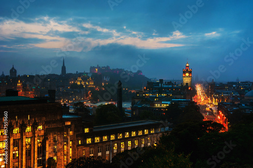 Aerial night view of Edinburgh, Scotland