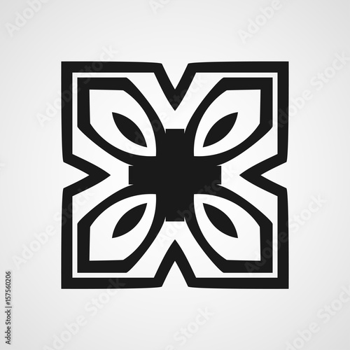 Ornamental black logo template design. Vector symbol