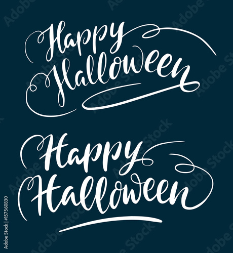 Happy halloween event hand written typography. Good use for logotype  symbol  cover label  product  brand  poster title or any graphic design you want. Easy to use or change color  