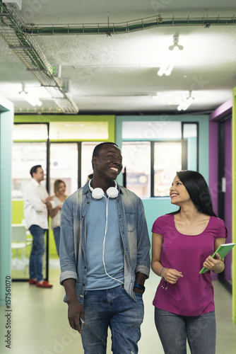 A students group learning at school academy.