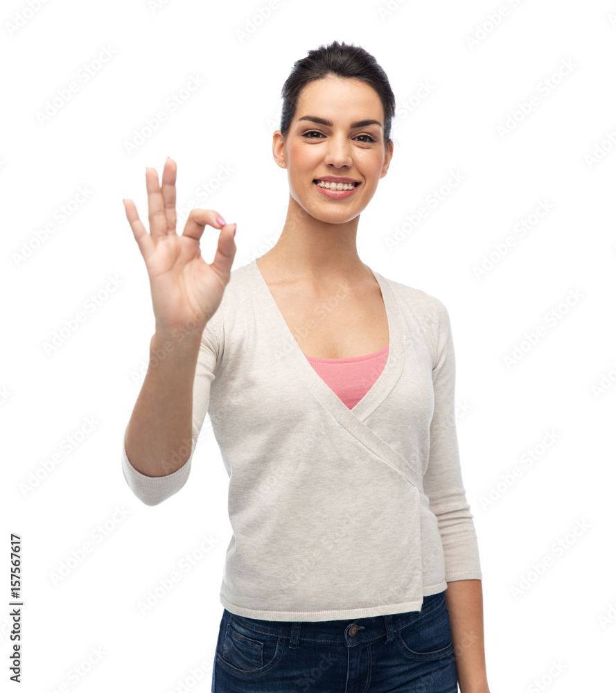 happy smiling woman with braces showing ok happy smiling woman with braces showing ok