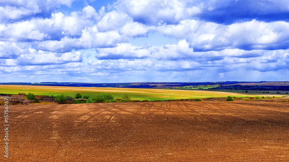 Obraz premium Plowed agricultural land of Russia