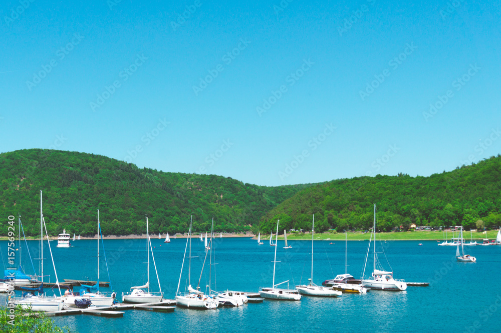 Yacht parking on the lake