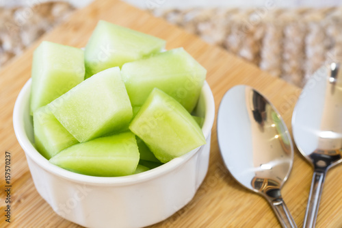 Cut Up Honeydew Melon Nutritious Breakfast Food