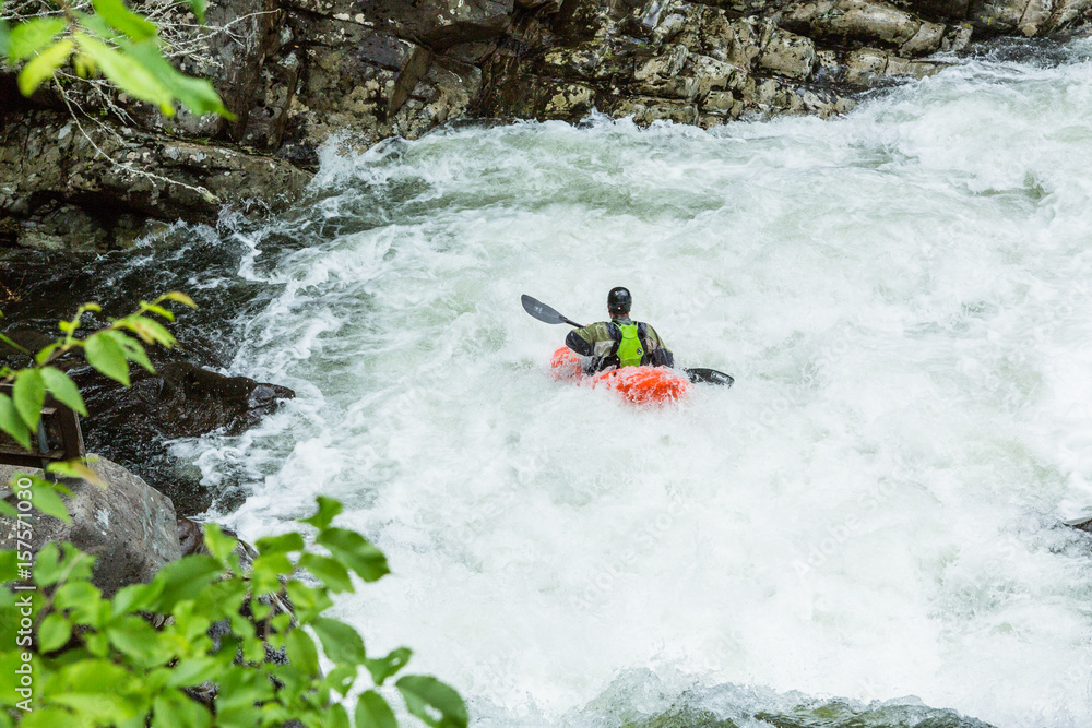 Whitewater Kayaker At The Sinks In Smoky Mountains