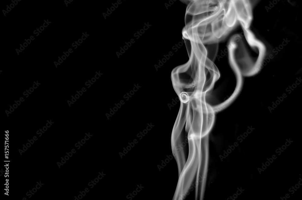 white smoke on black background, B&W, Movement of smoke white smoke on black background, B&W, Movement of smoke