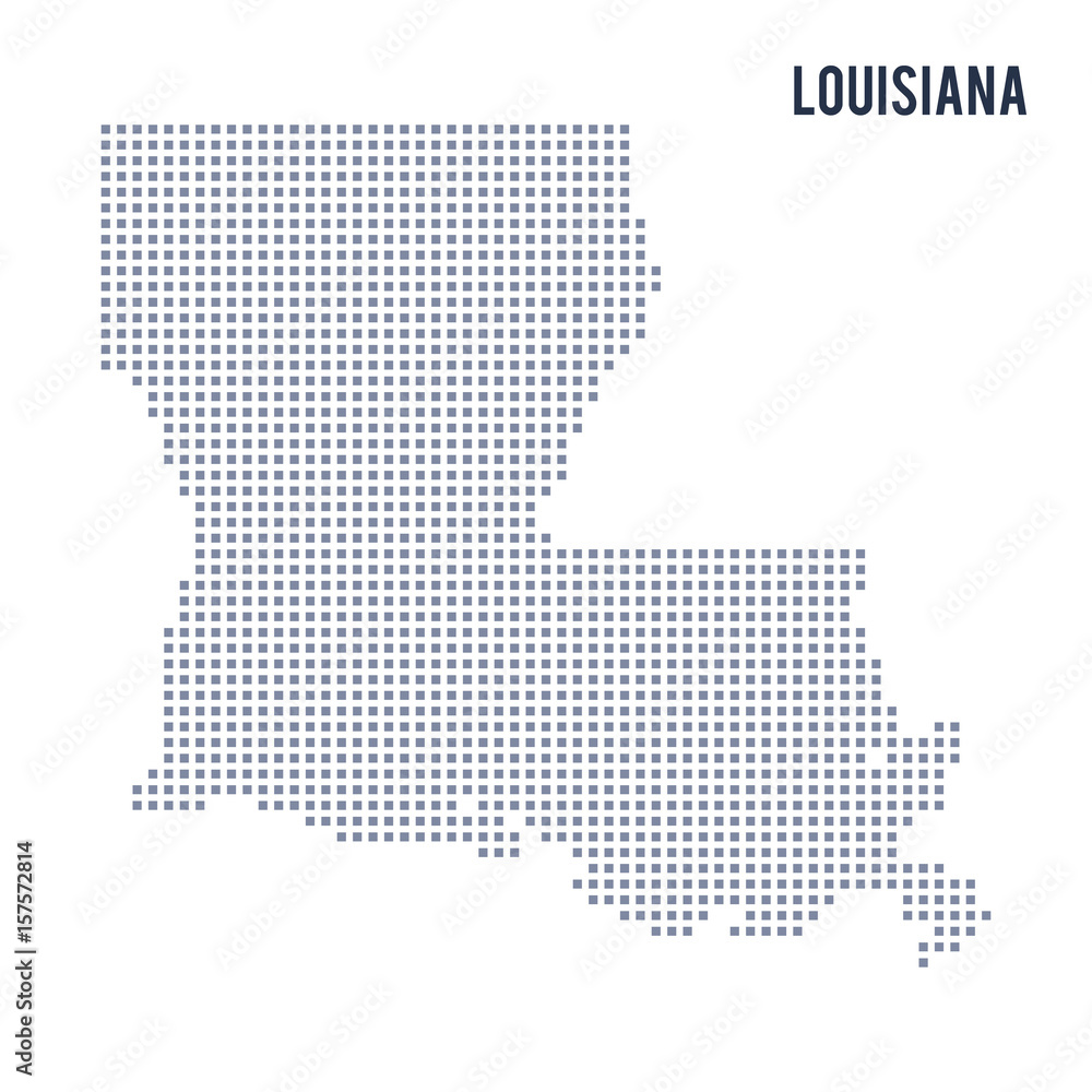 Vector pixel map State of Louisiana isolated on white background