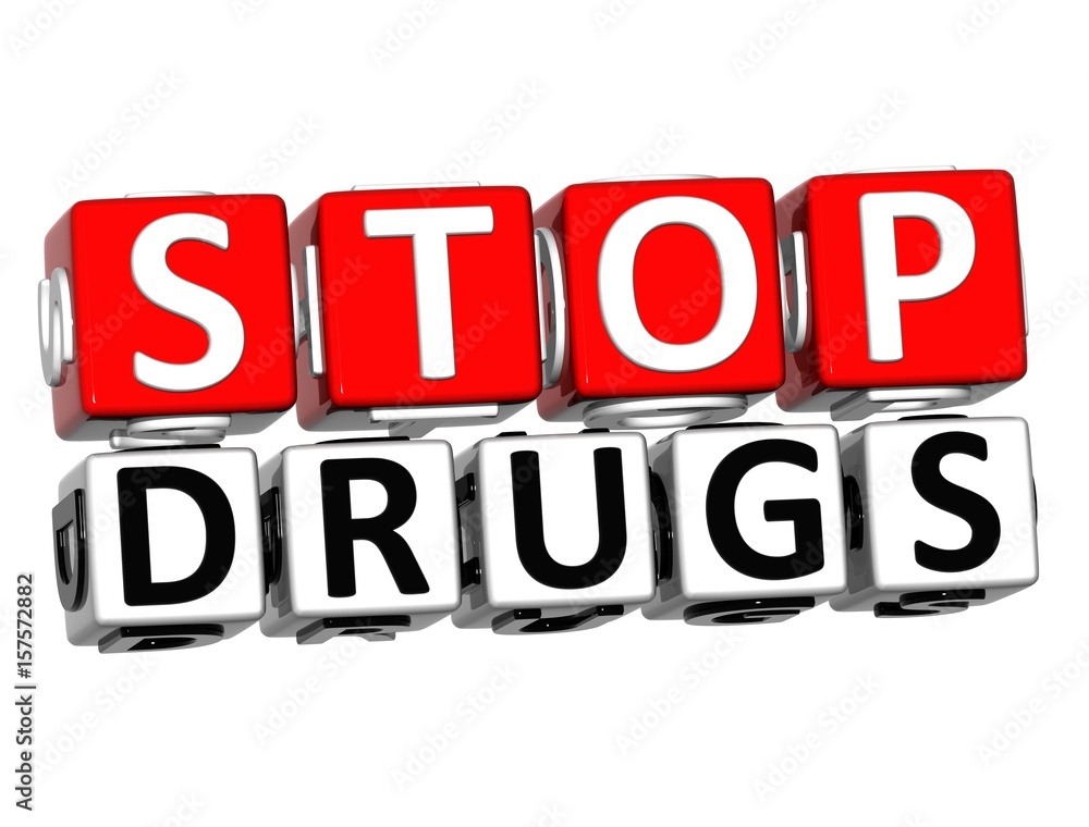3D Block Red Text STOP DRUGS over white background. 3D Block Red Text STOP DRUGS over white background.