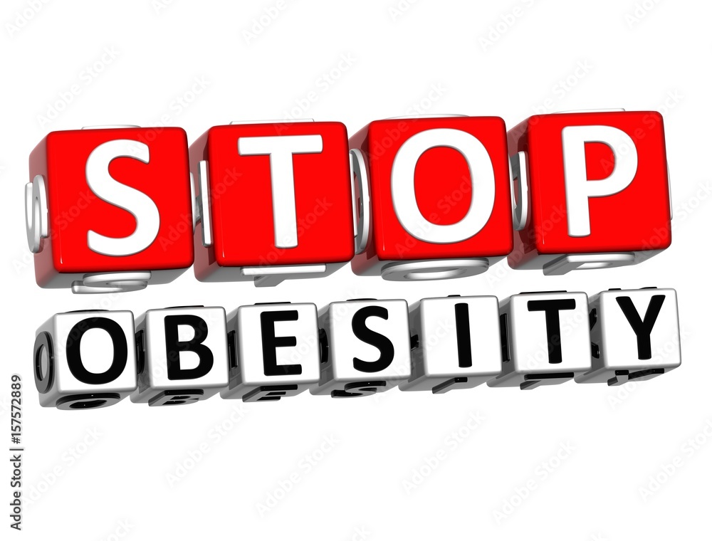 3D Block Red Text STOP OBESITY over white background. 3D Block Red Text STOP OBESITY over white background.