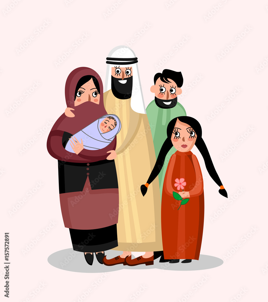 Happy muslim family