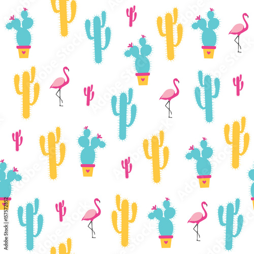 Cactuses seamless pattern on a white background. Vector illustration © 210484kate
