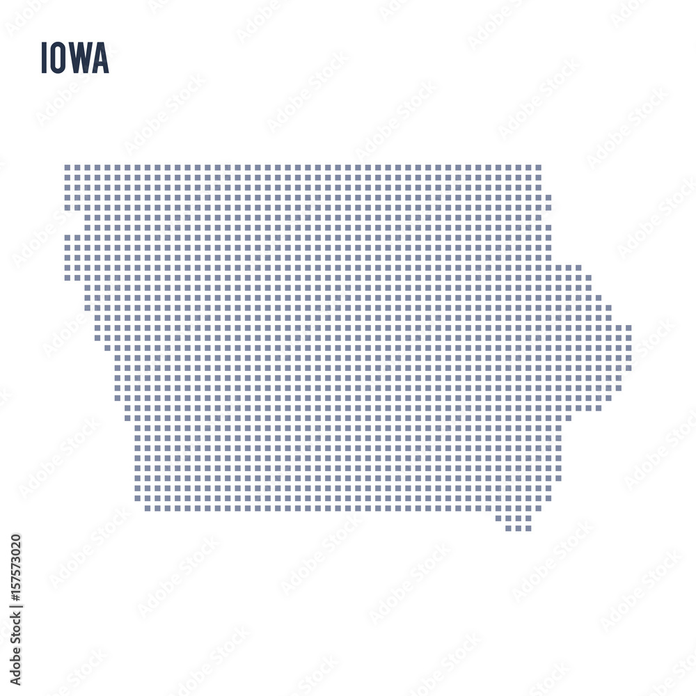 Vector pixel map State of Iowa isolated on white background