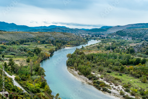View on the river at The Old Town of Pocitelj  Bosnia and Hezegovina