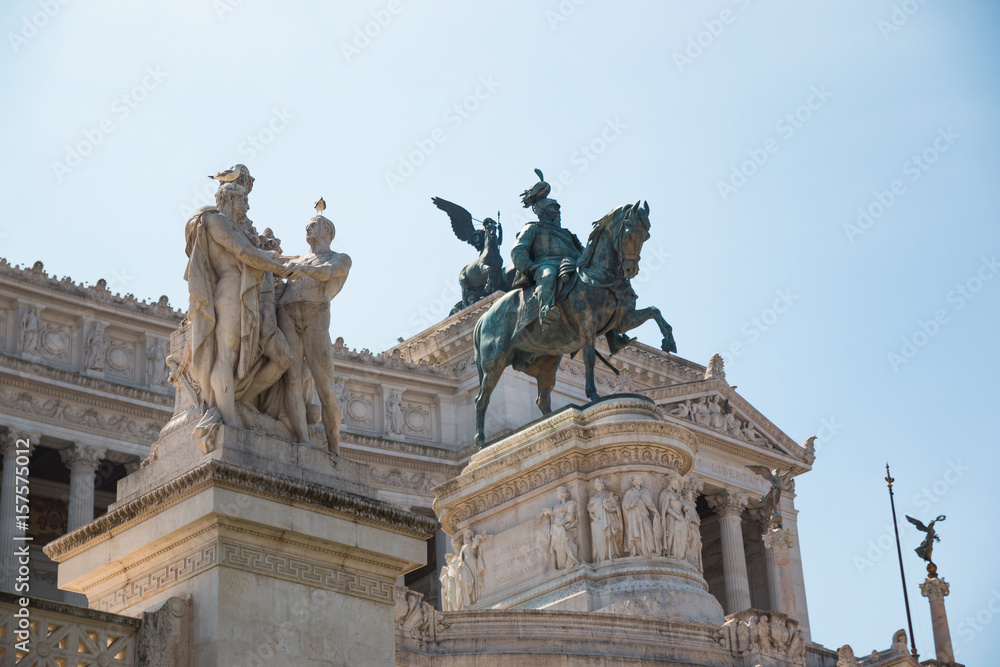 Equestrian monument to Victor Emmanuel II near Vittoriano at day in Rome