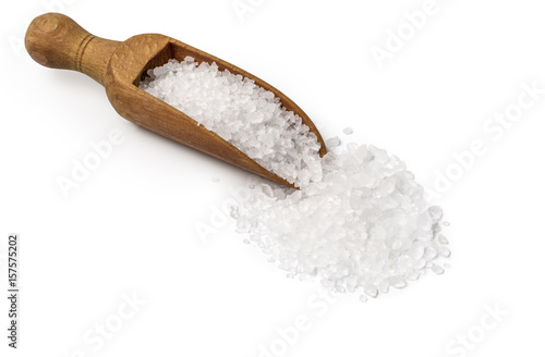 sea salt in a scoop isolated photo