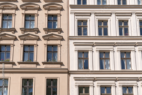 tow old houses with stucco in Berlin Kreuzberg