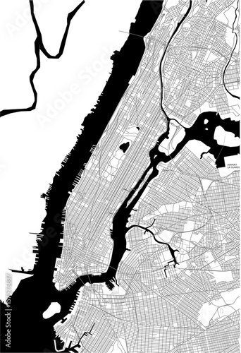 vector map of the New York City NY Manhattan, USA