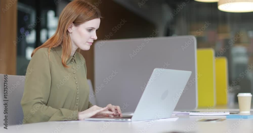 Female entrepreneur working on laptop Female entrepreneur working on laptop