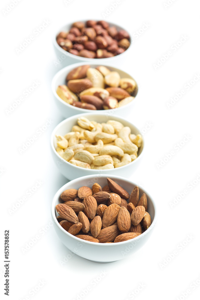 Hazelnuts, almonds, cashew and brazil nuts. Hazelnuts, almonds, cashew and brazil nuts.