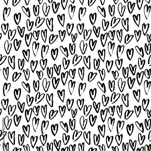 Pattern of hearts hand drawn vector sketch. Seamless heart art background hand drawn by marker or felt-tip pen drawing. Romantic symbols for love greeting valentines elements.