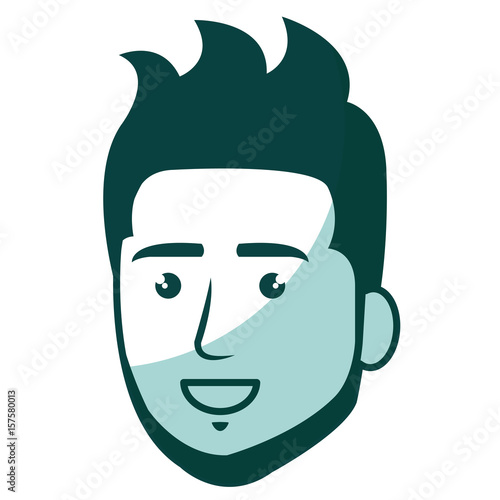 young man head avatar character vector illustration design