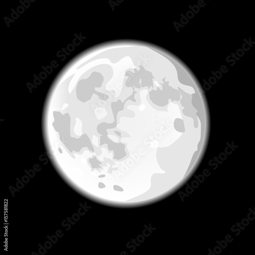 cartoon fullmoon vector on black background