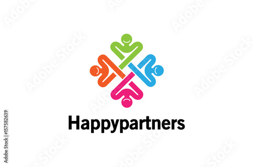 Colorful Abstract People Logo Design Illustration