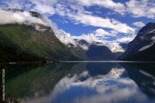 A stunning reflection on a summer day - Lake Lovatnet  Norway