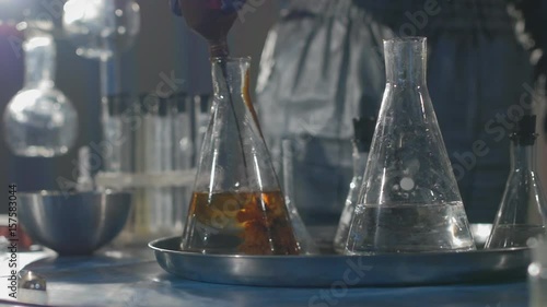 Chemists make drugs in the laboratory. photo