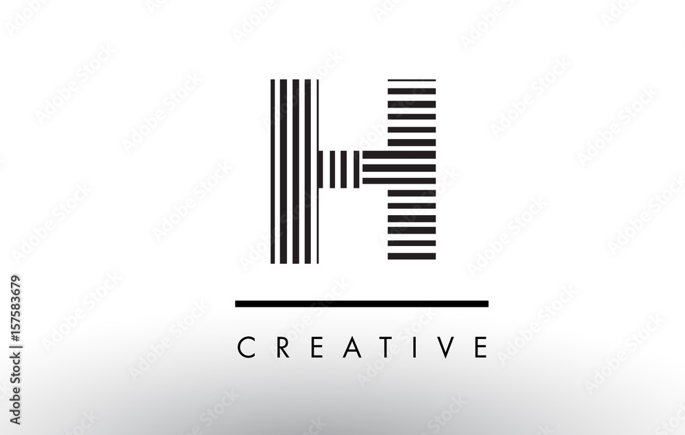 H Black and White Lines Letter Logo Design. H Black and White Lines Letter Logo Design.