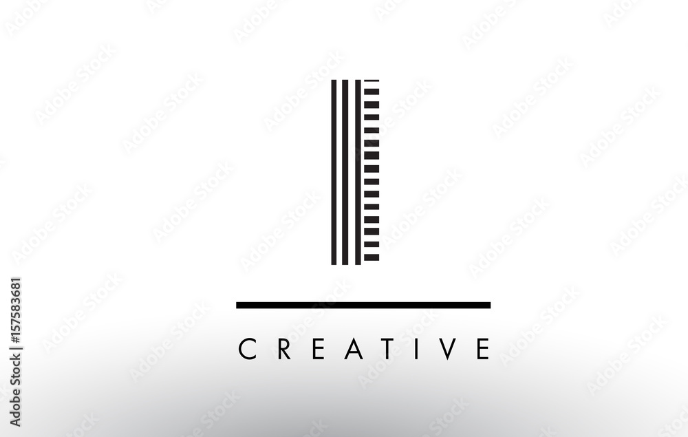 I Black and White Lines Letter Logo Design.