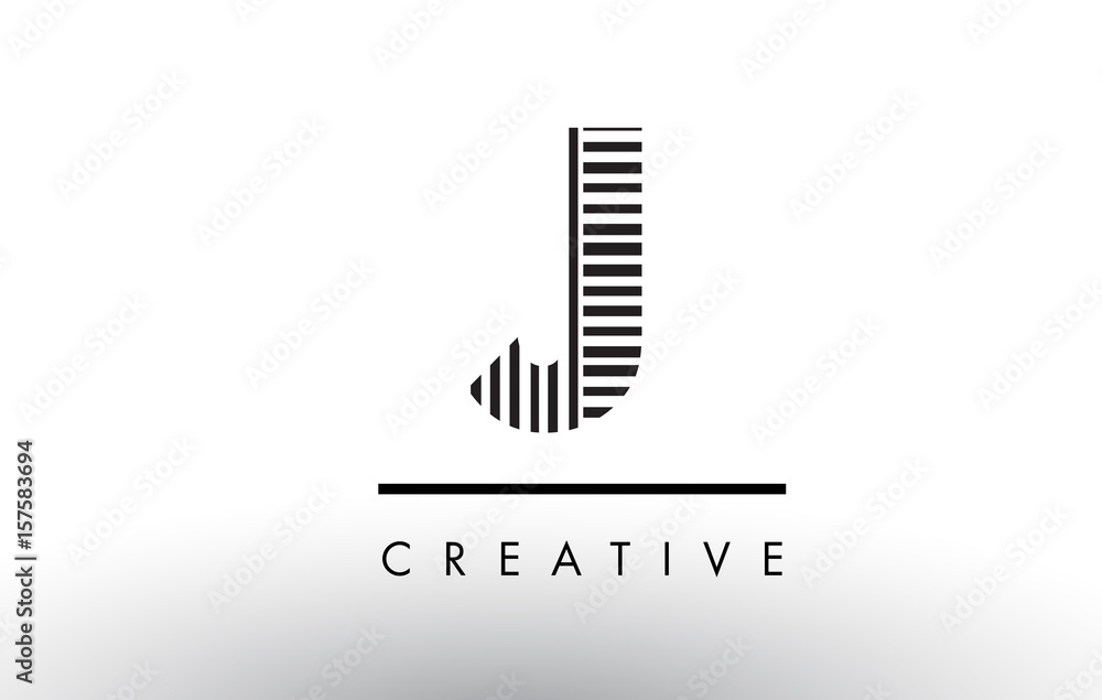 J Black and White Lines Letter Logo Design. J Black and White Lines Letter Logo Design.