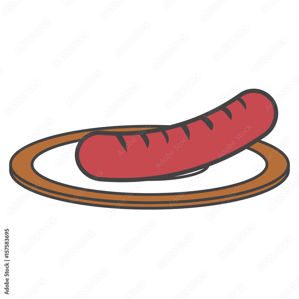 dish with delicious sausages isolated icon vector illustration design dish with delicious sausages isolated icon vector illustration design