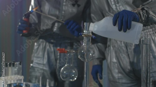 Chemists make drugs in the laboratory. photo