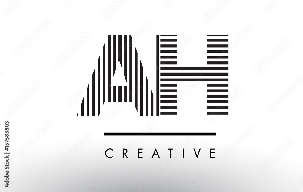 AH A H Black and White Lines Letter Logo Design.