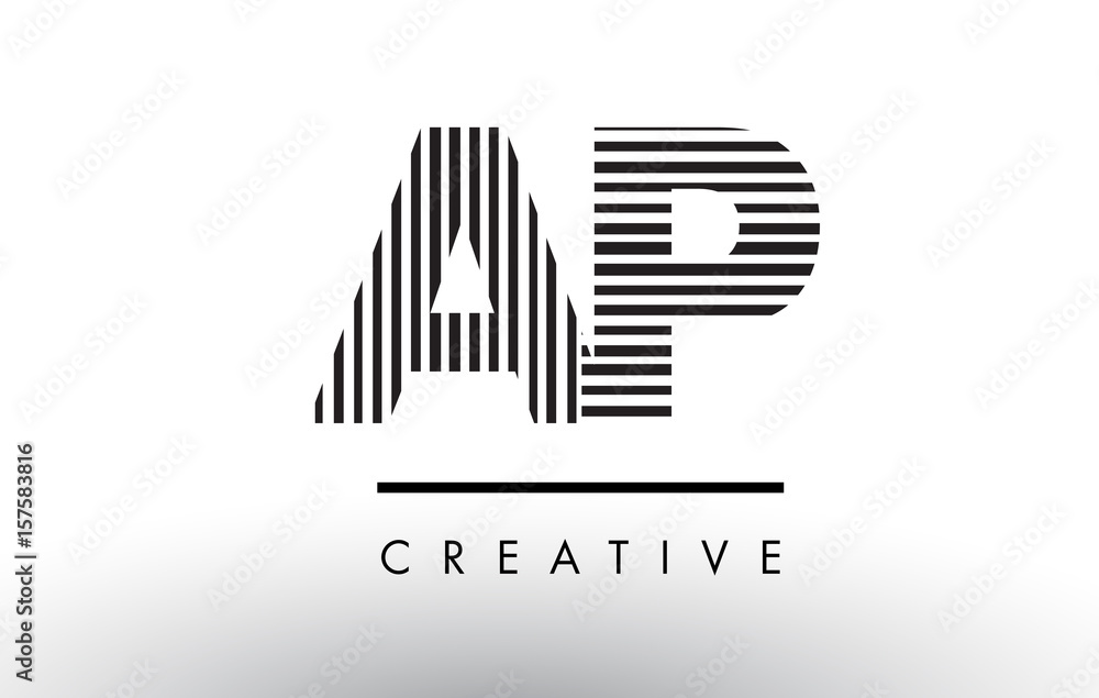 AP A P Black and White Lines Letter Logo Design. AP A P Black and White Lines Letter Logo Design.