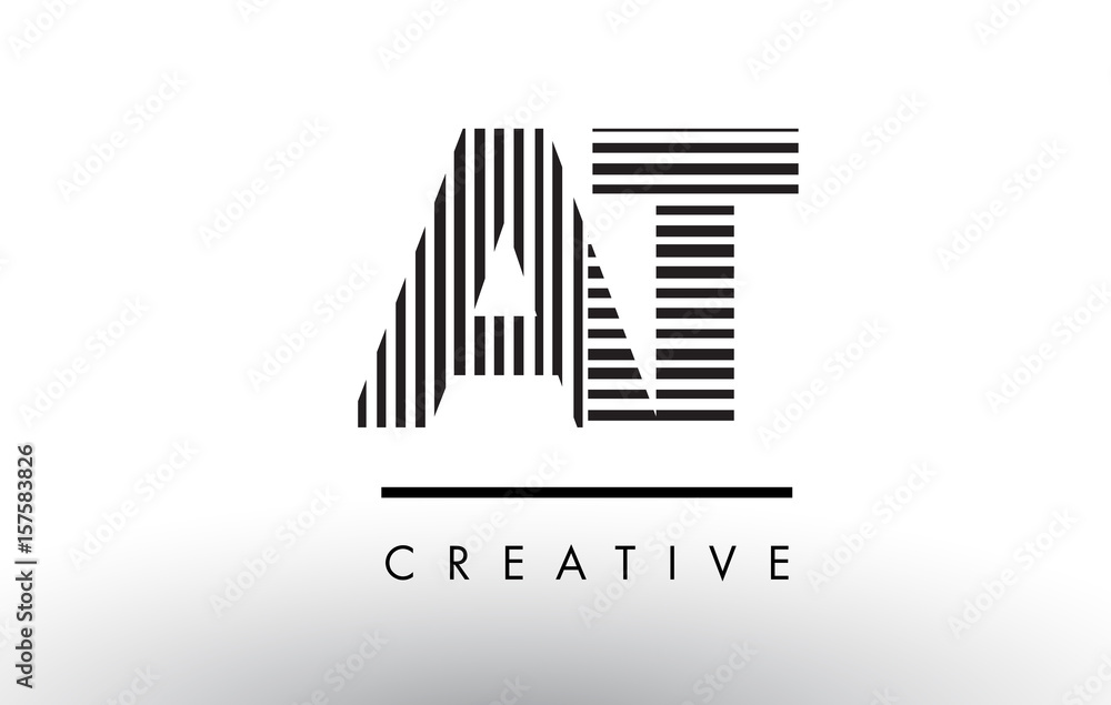 Fototapeta premium AT A T Black and White Lines Letter Logo Design.