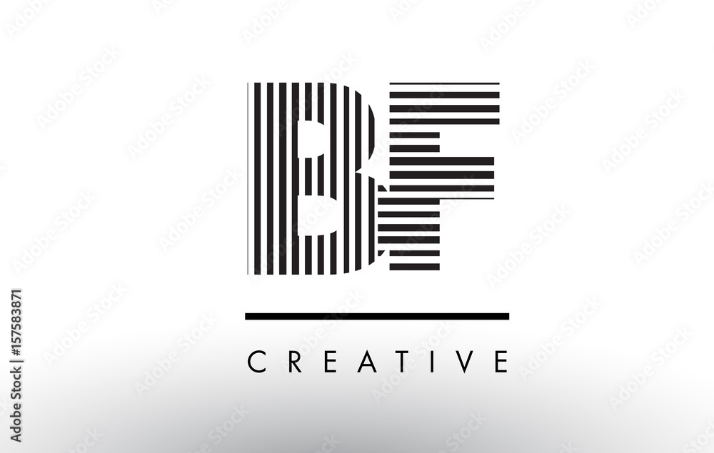Obraz premium BF B F Black and White Lines Letter Logo Design.