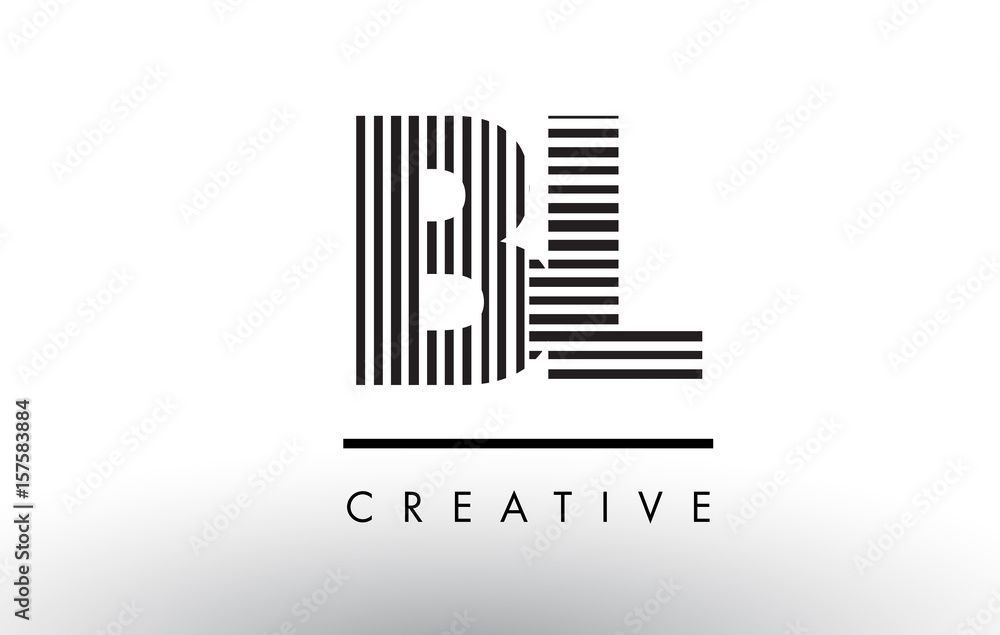 BL B L Black and White Lines Letter Logo Design.