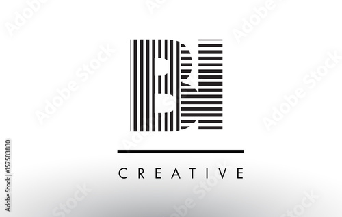 BI B I Black and White Lines Letter Logo Design.