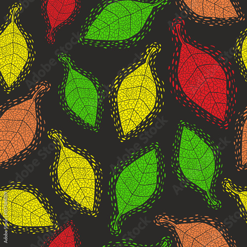 Seamless pattern with decorative autumn leaves.