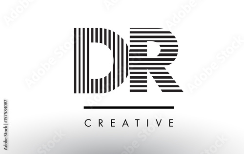 DR D R Black and White Lines Letter Logo Design.