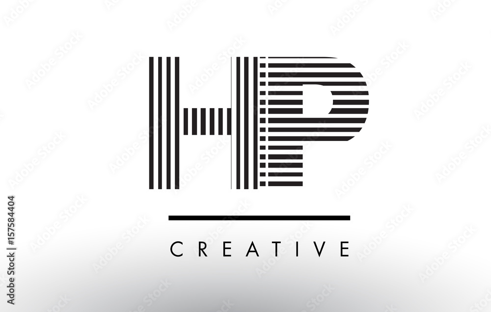 HP H P Black and White Lines Letter Logo Design. HP H P Black and White Lines Letter Logo Design.