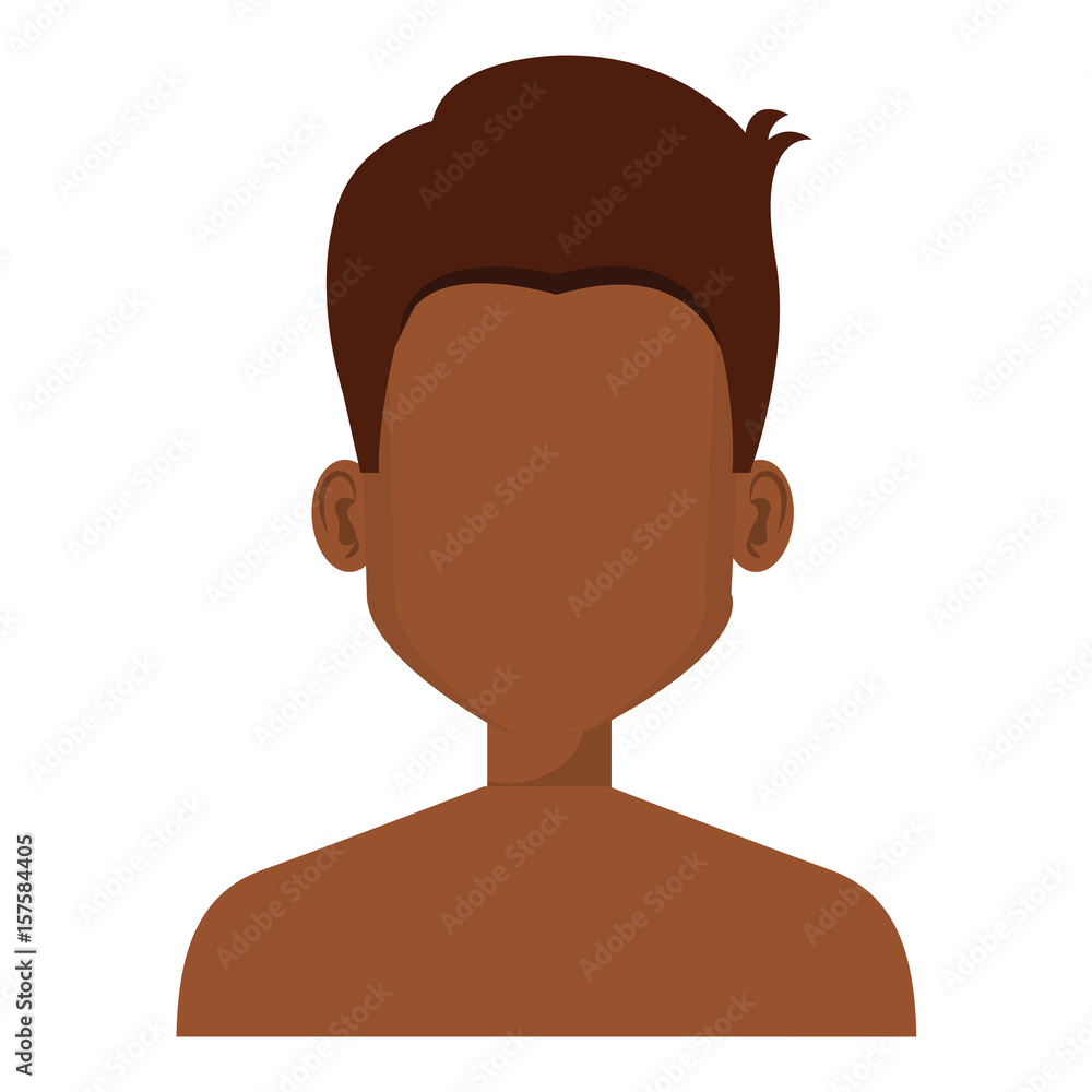 black young man shirtless avatar character vector illustration design