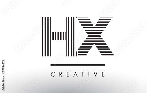 HX H X Black and White Lines Letter Logo Design.