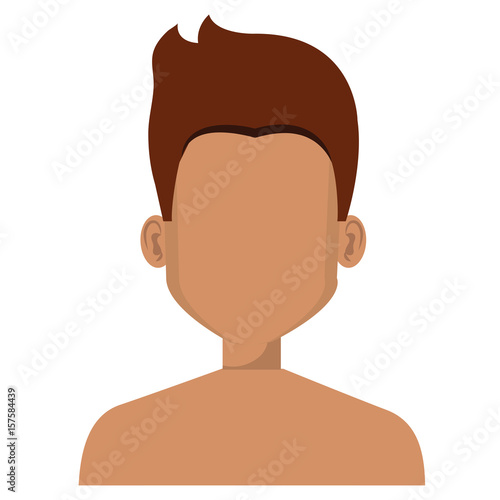 young man shirtless avatar character vector illustration design